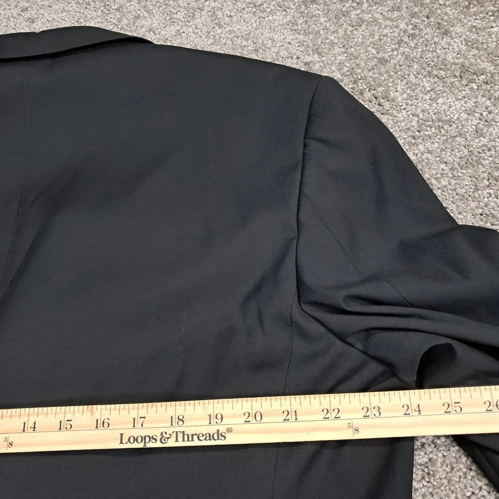 Vittorio‎ St Angelo Mens Black 3 Button Blazer Jacket with Pocket Square Detail